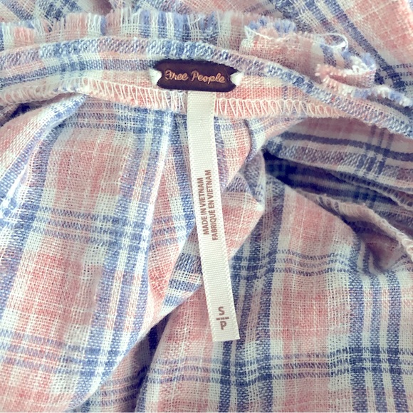 Free people open back plaid midi dress with pockets small loose fit - Picture 5 of 5